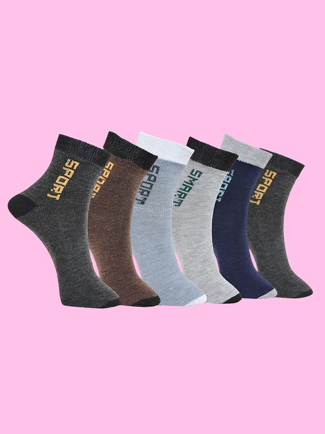MJE 6-Pcs Patterned Anti-Bacterial Cotton Ankle Length Socks-picture-19