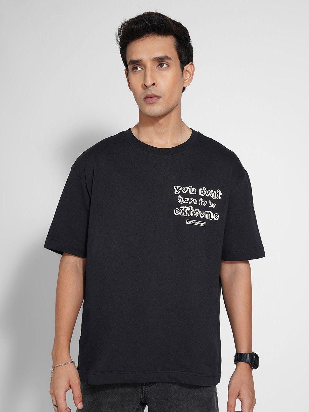 People Men Typography Printed Round Neck Pure Cotton Boxy T-shirt-picture-11