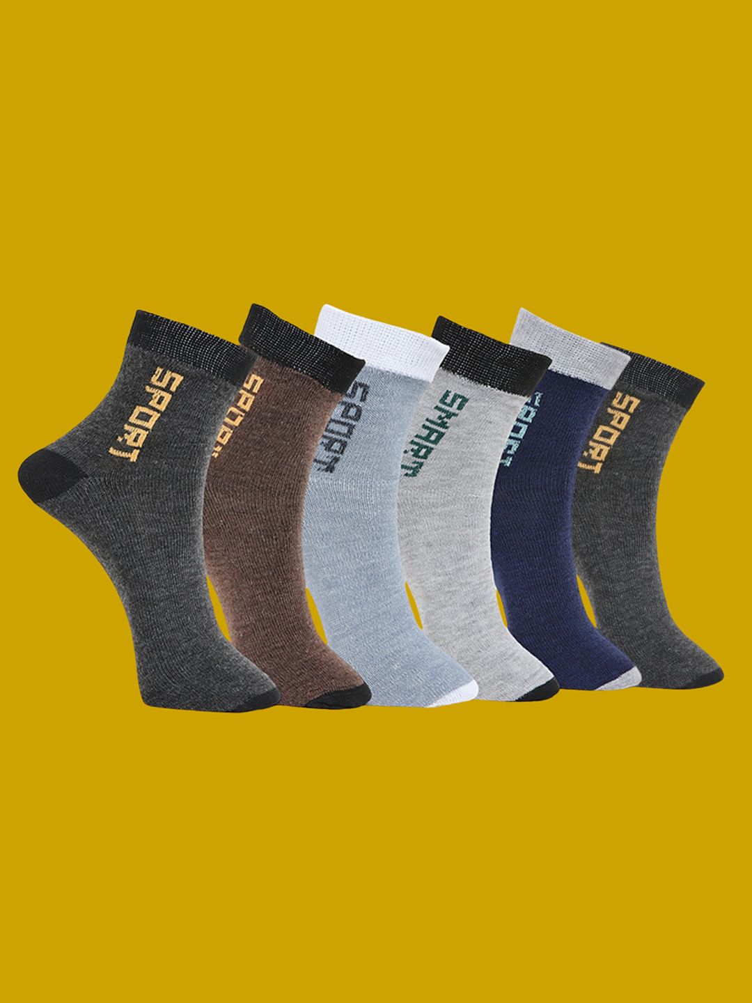 MJE Pack Of 6 Patterned Cotton Ankle Length Socks-image-41
