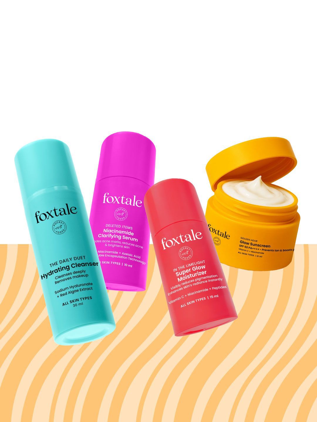 FoxTale Cleanser 12% Niacinamide Glow Moisturizer Sunscreen Skincare Kit-picture-10