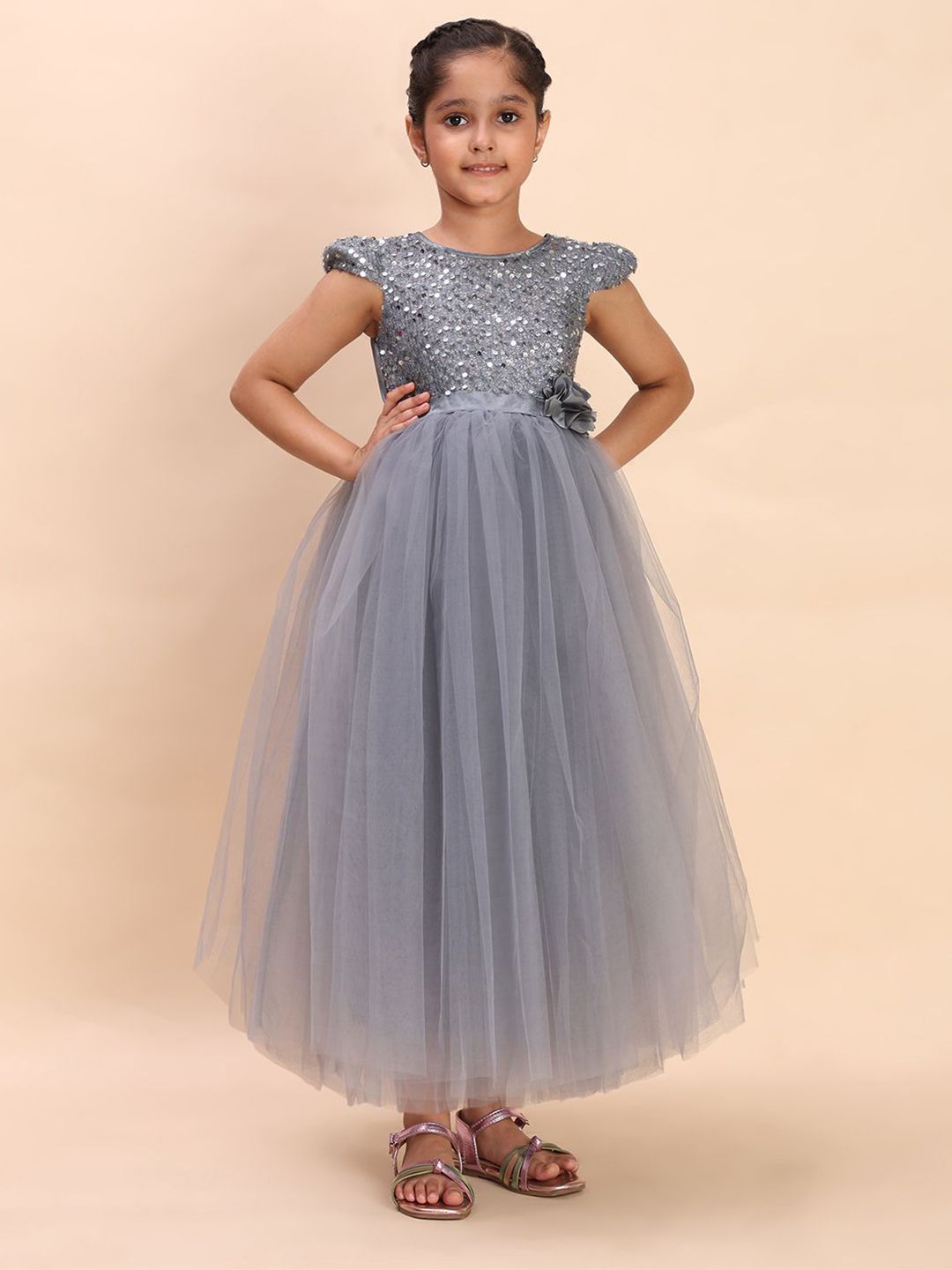 Toy Balloon kids Girls Embellished Net Fit & Flare Maxi Dress-picture-25