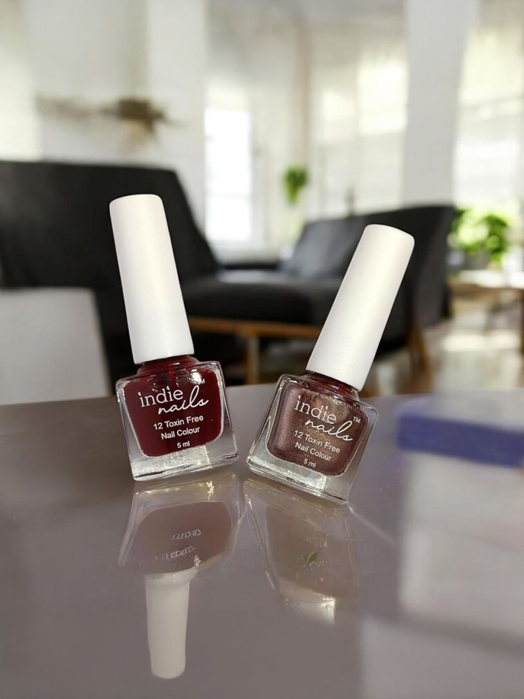 Indie Nails Rose Gold & Red Pack of 2 Nail Polish-image-33