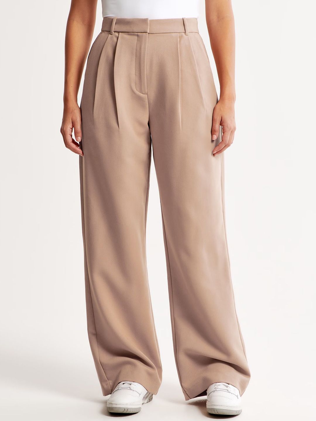 FNOCKS Women Relaxed Straight Leg Loose Fit High-Rise Pleated Trousers-picture-17