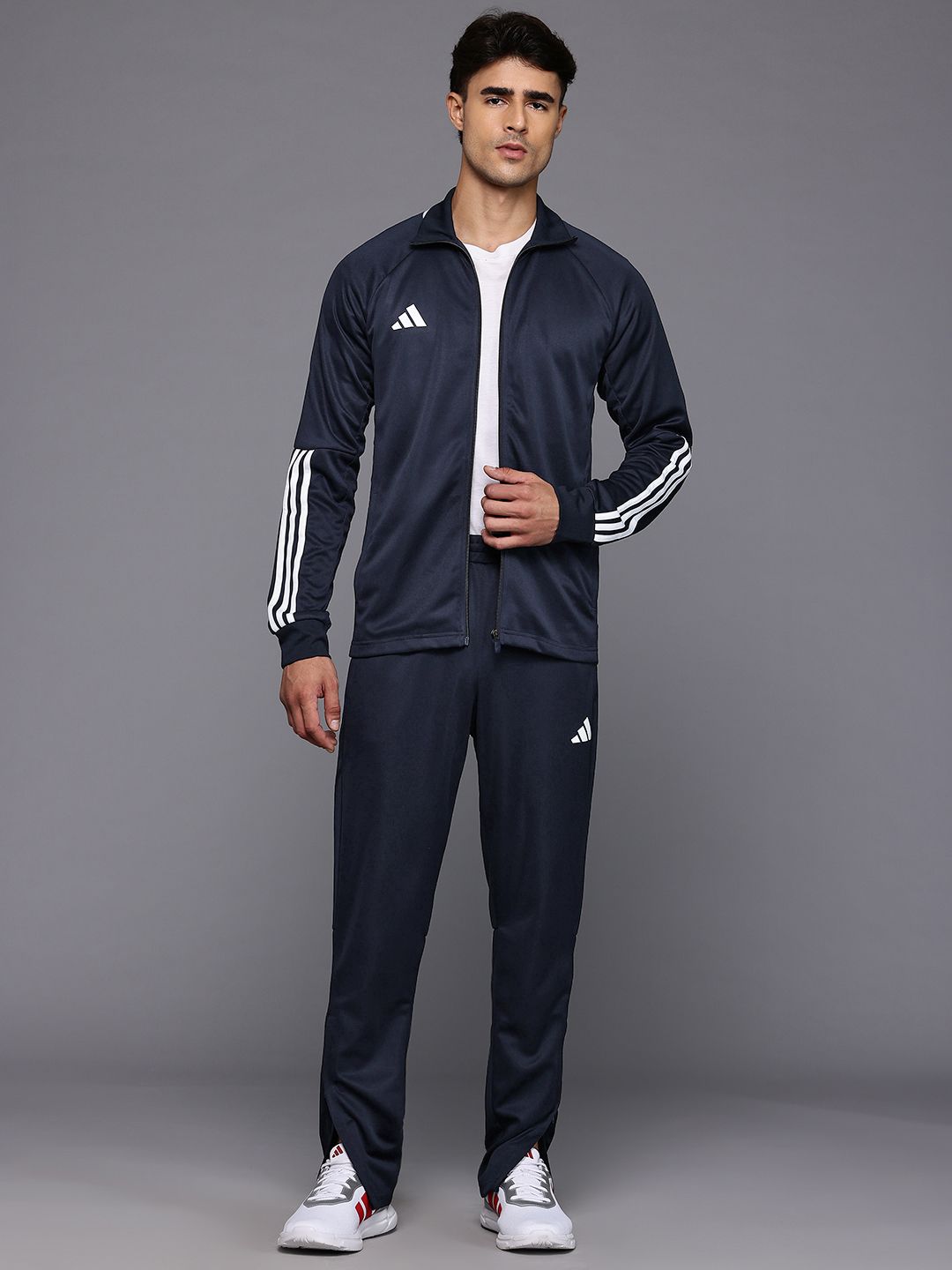 ADIDAS Striped Detail Mock Collar Sereno Jacket with Track Pants-picture-29