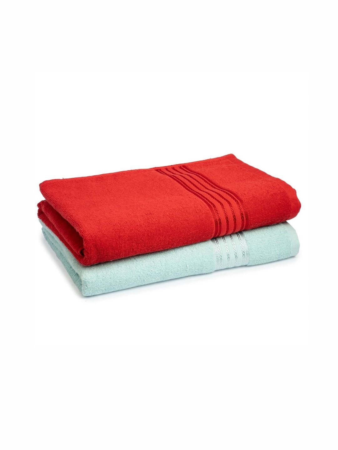 Himeya Blue & Red 2 Pieces Pure Cotton Cotton 380 GSM Bath Towels-image-23