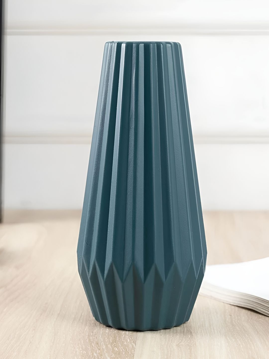 Ascension Blue Geometric-Textured Lightweight Unbreakable Flower Vase-image-33