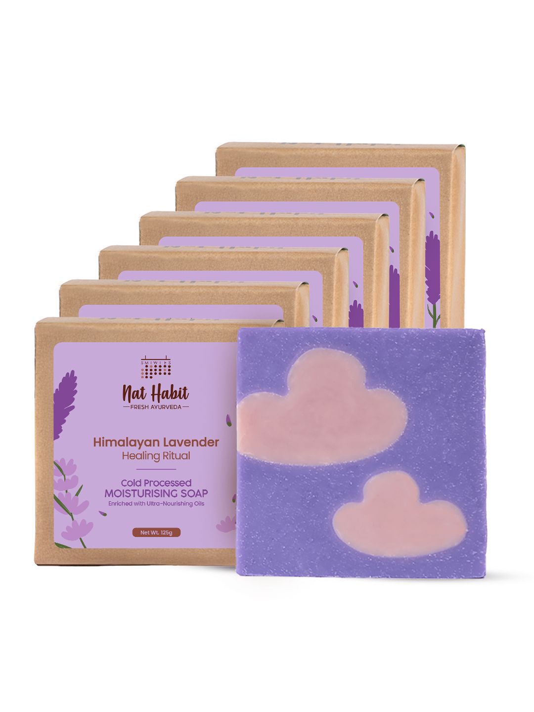 Nat Habit Set Of 6 Cold Processed Himalayan Lavender Soap- 125 g Each-picture-44