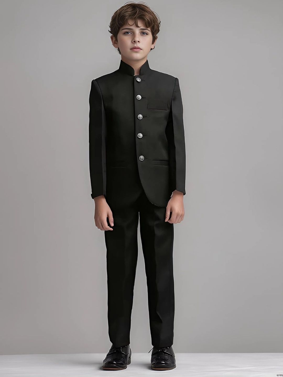 BAESD Boys 2-Piece Mandarin Collar Regular Fit Jodhpuri Suit