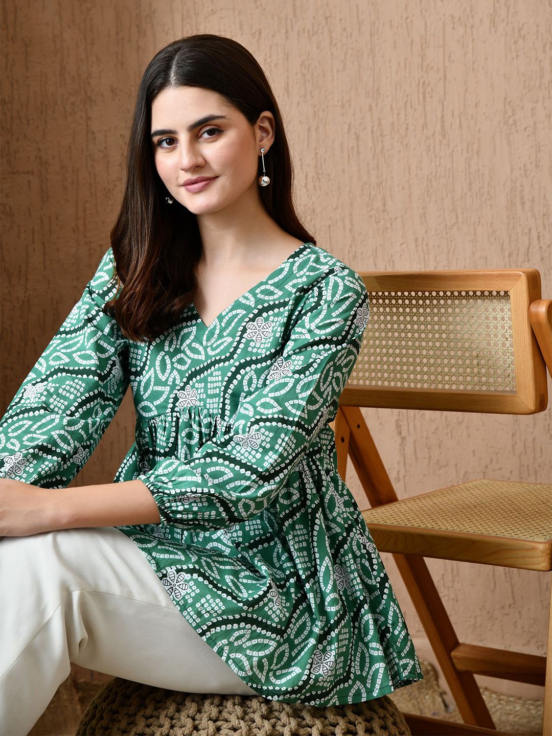 Anouk Rustic Ethnic Motifs Print Puff Sleeve Empire Top-picture-15