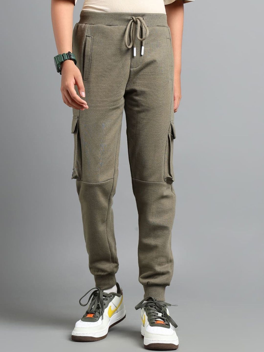 UNDER FOURTEEN ONLY Boys Cotton Mid-Rise Cargos Jogger Trousers-picture-21