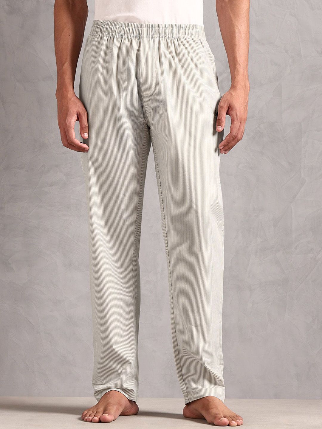 U.S. Polo Assn. Men Striped Mid-Rise Pure Cotton Lounge Pants