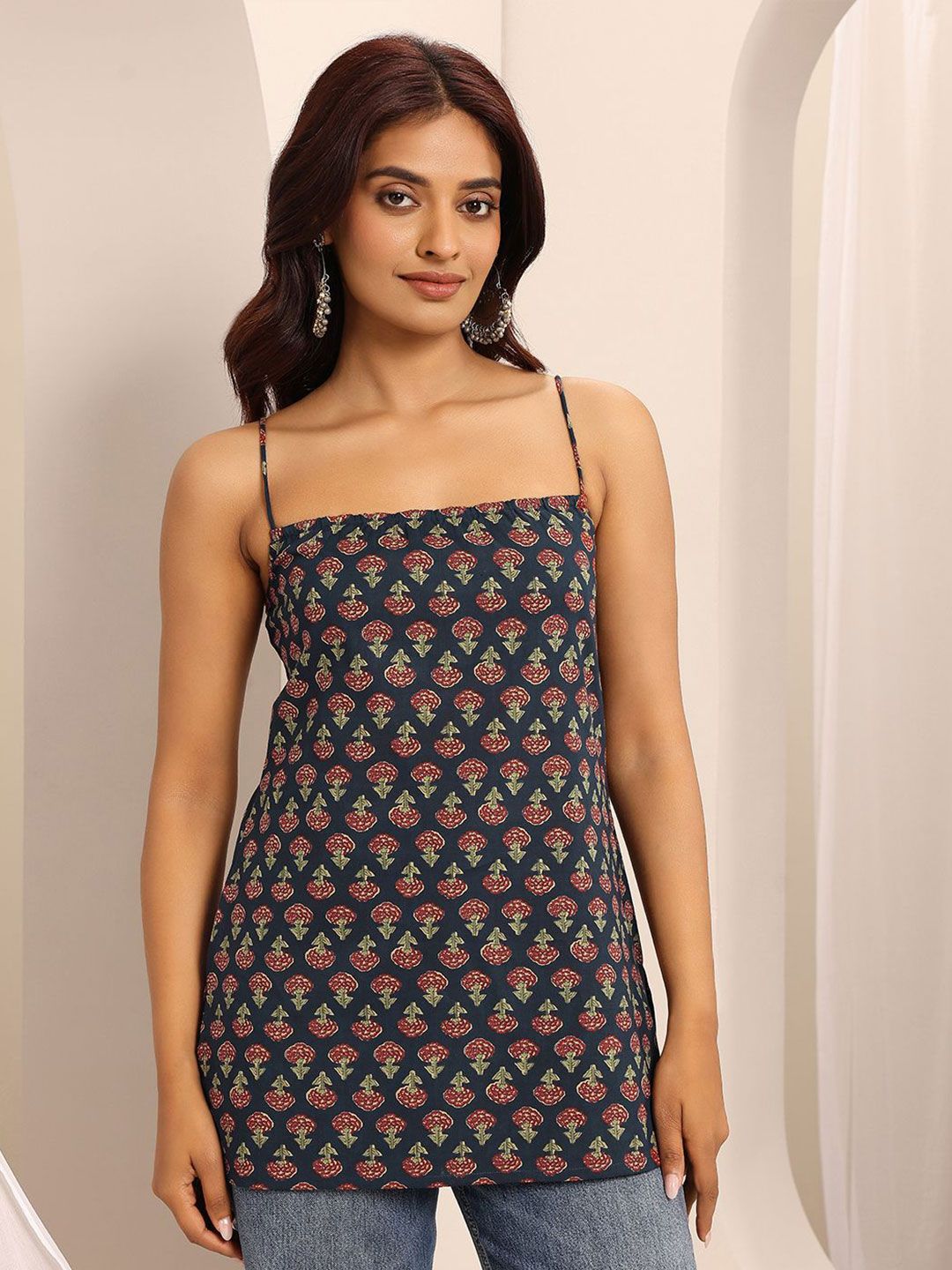 Libas Floral Printed Square Neck Straight Kurti-picture-53