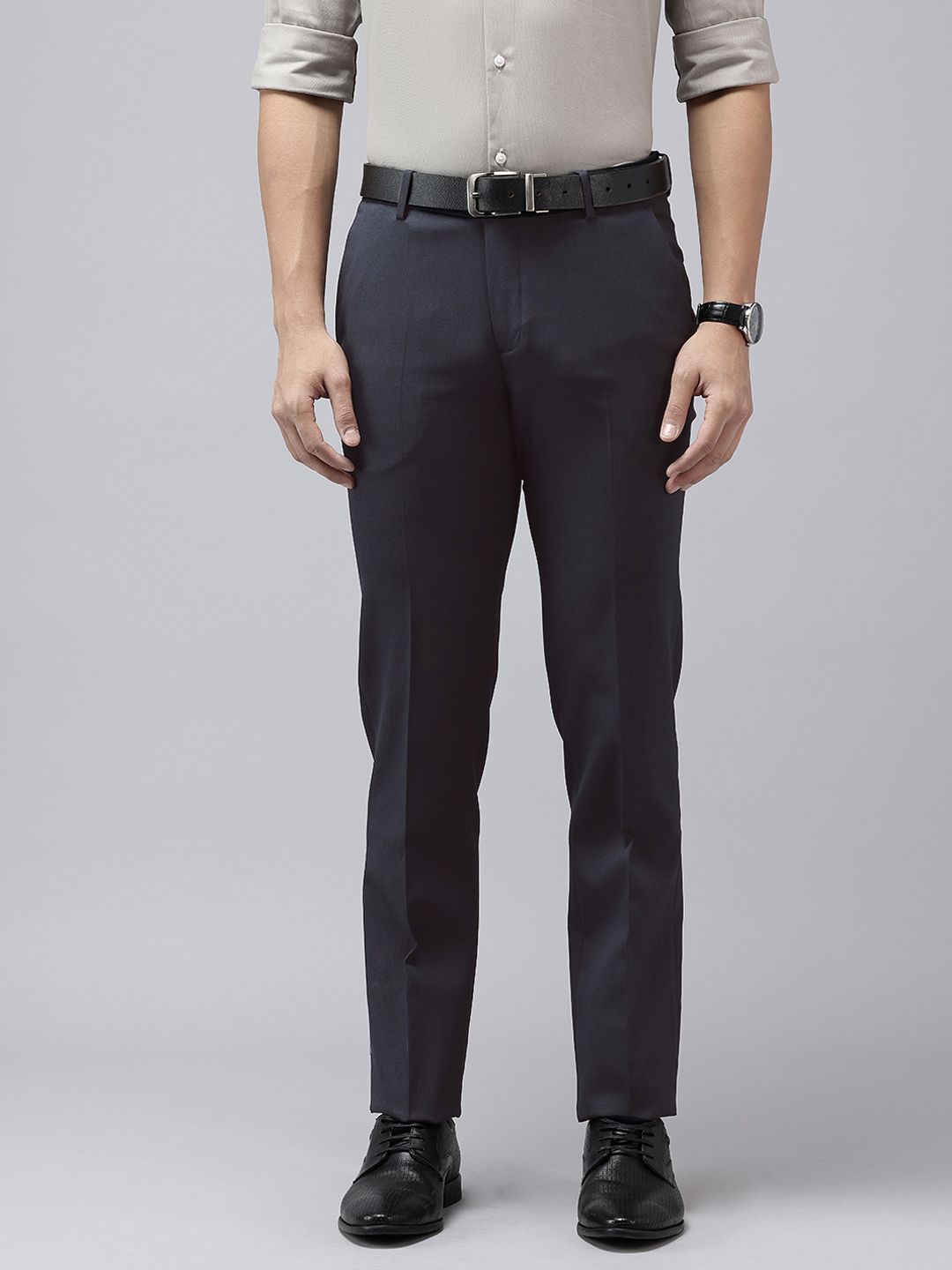 Arrow Men Hudson Tailored Fit Self Checked Formal Trousers-picture-23