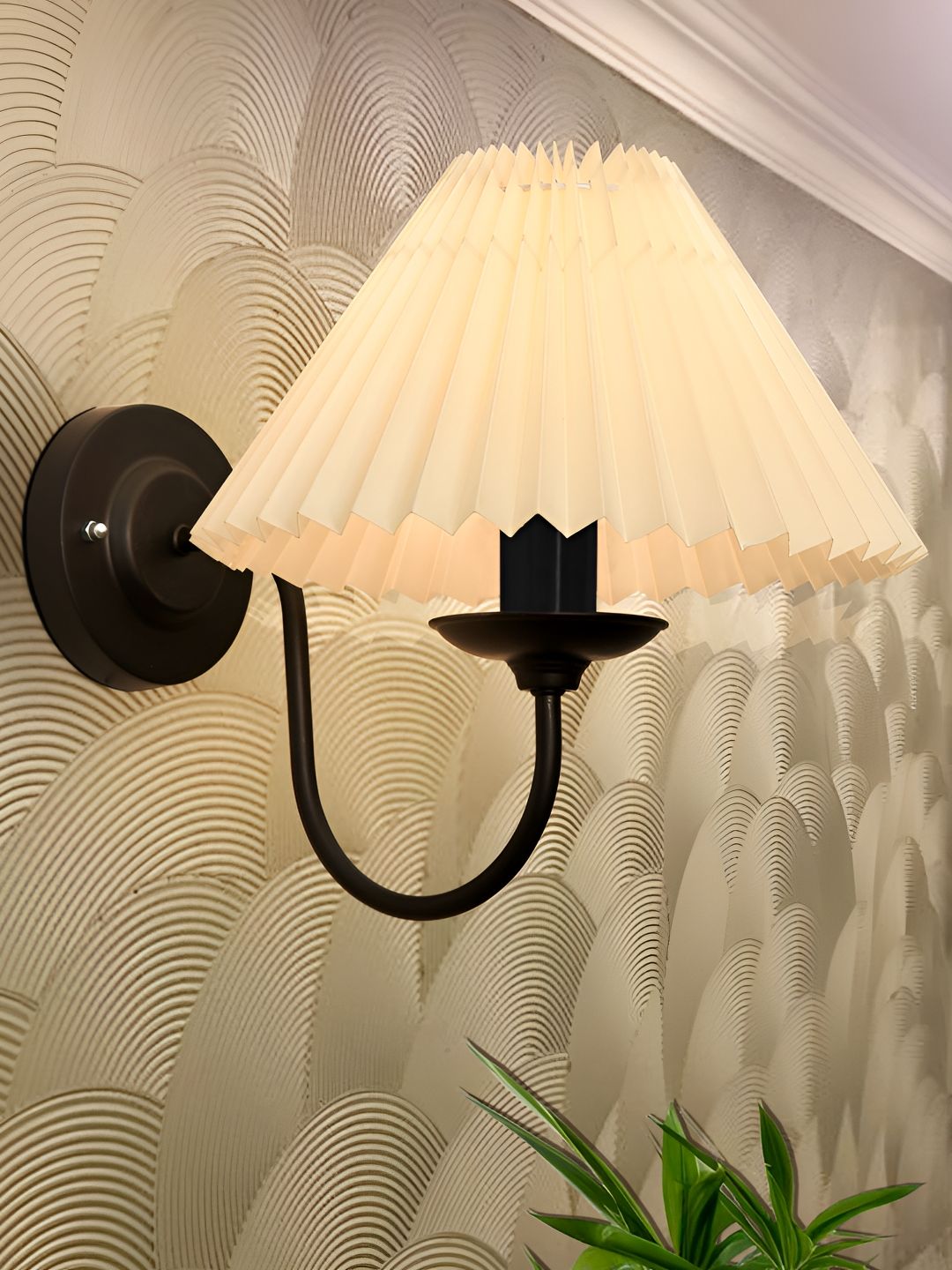 Homesake Black & White Textured Metal Frustum Shaped Wall Lamp-picture-10