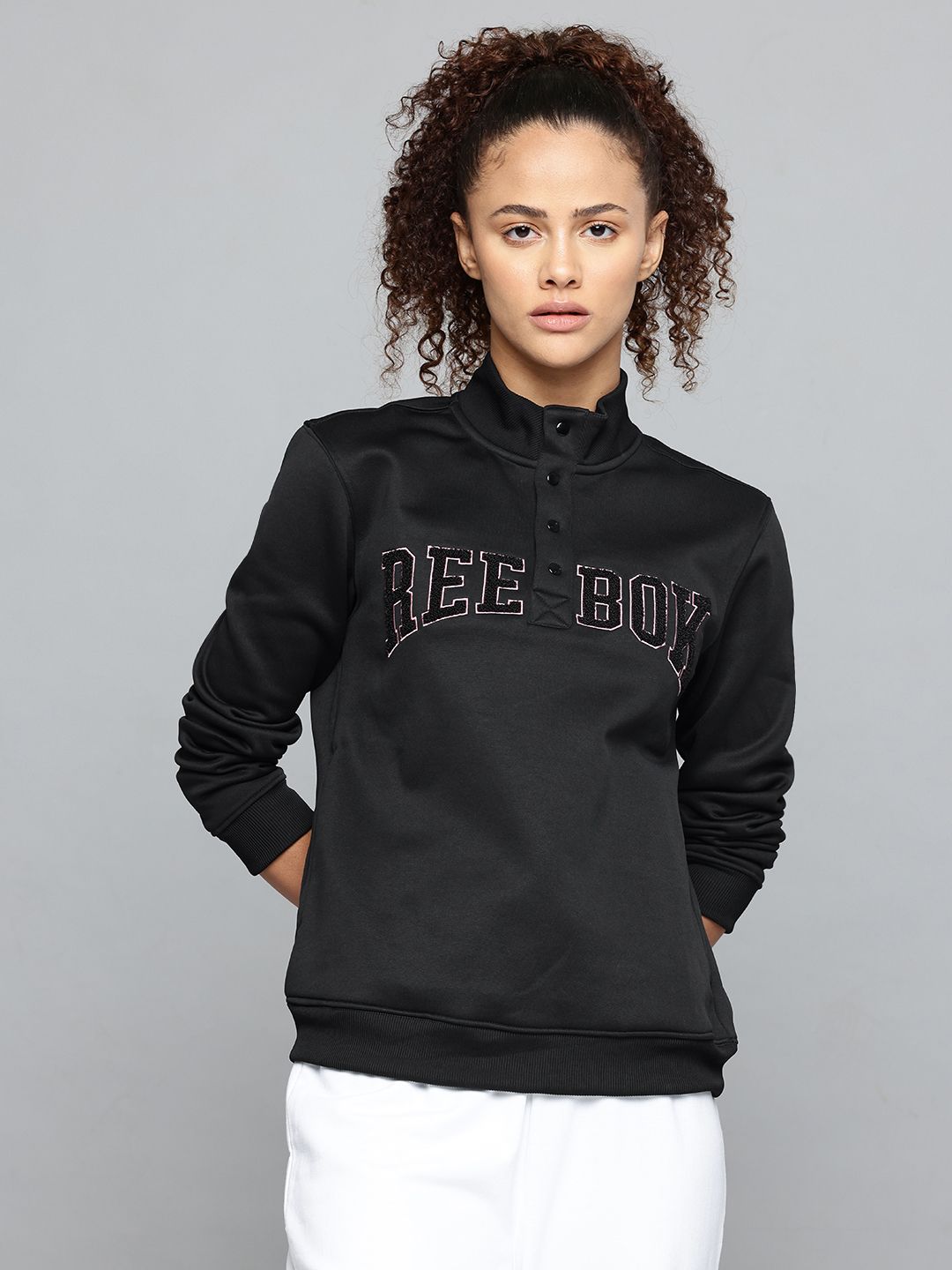 Reebok Applique Brand Logo Printed Mock Collar Sweatshirt-picture-16