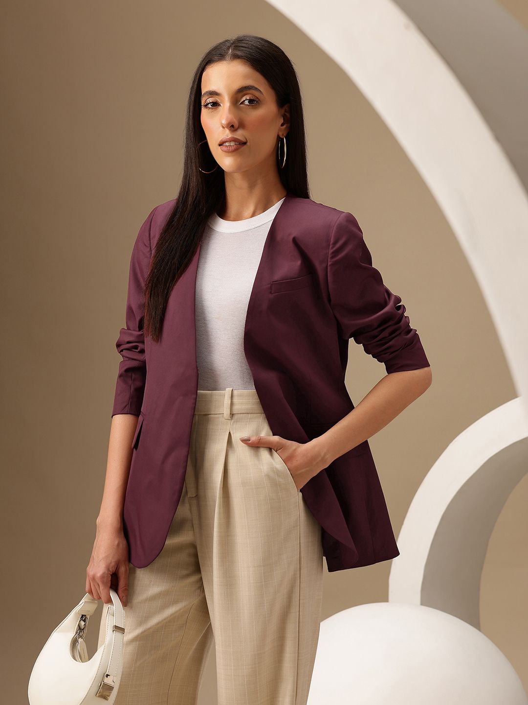 Chemistry Front Open Collarless Blazer-image-0