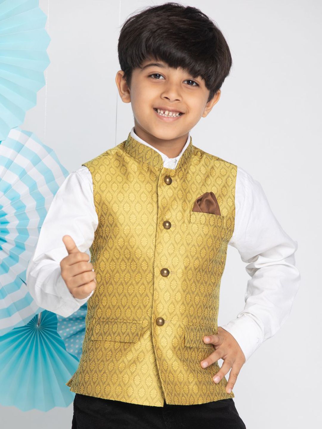 JBN Creation Boys Woven Design Nehru Jackets-image-35