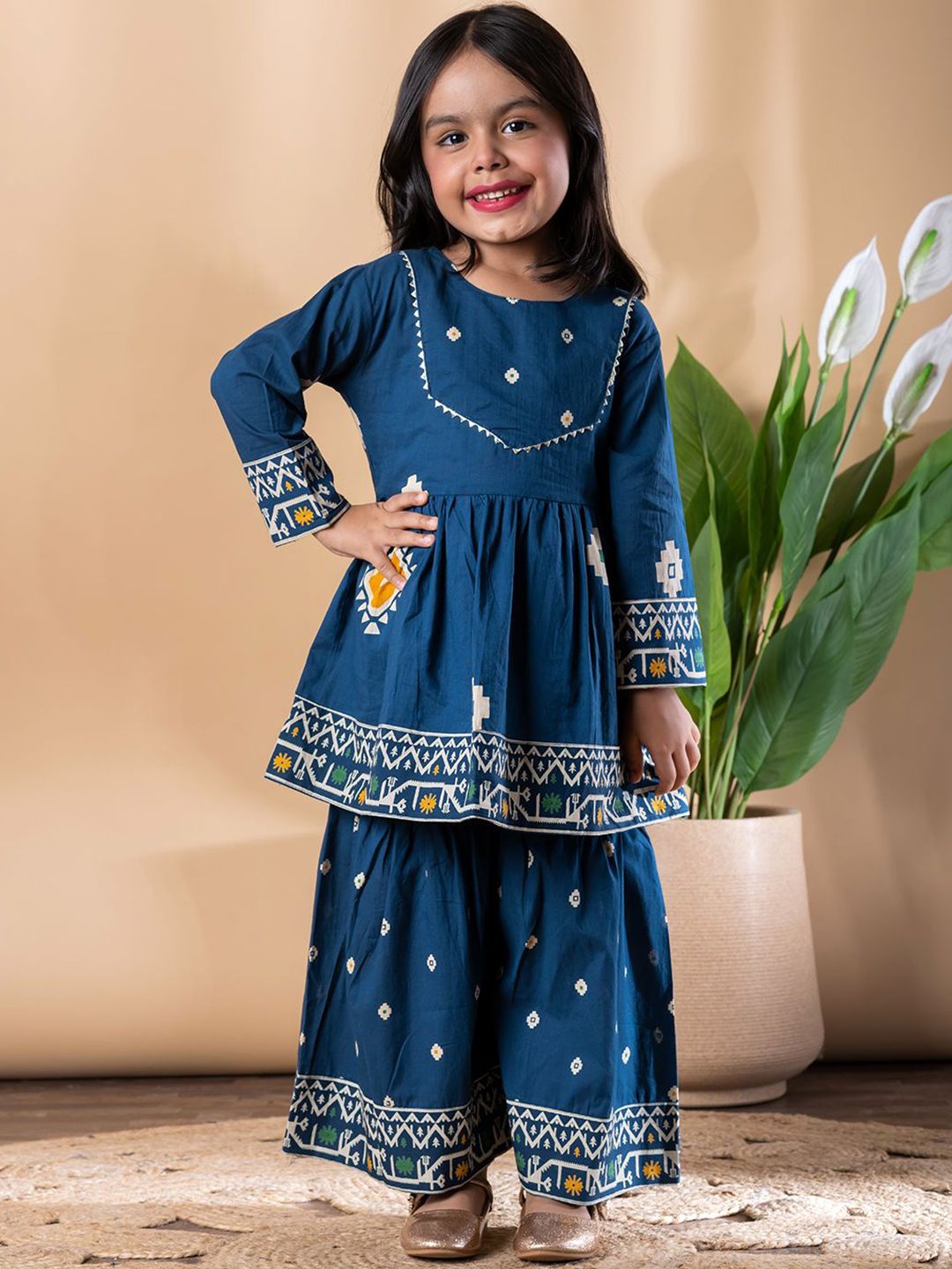 Readiprint Girls Ethnic Motifs Printed Cotton A-Line Kurta with Sharara-picture-35
