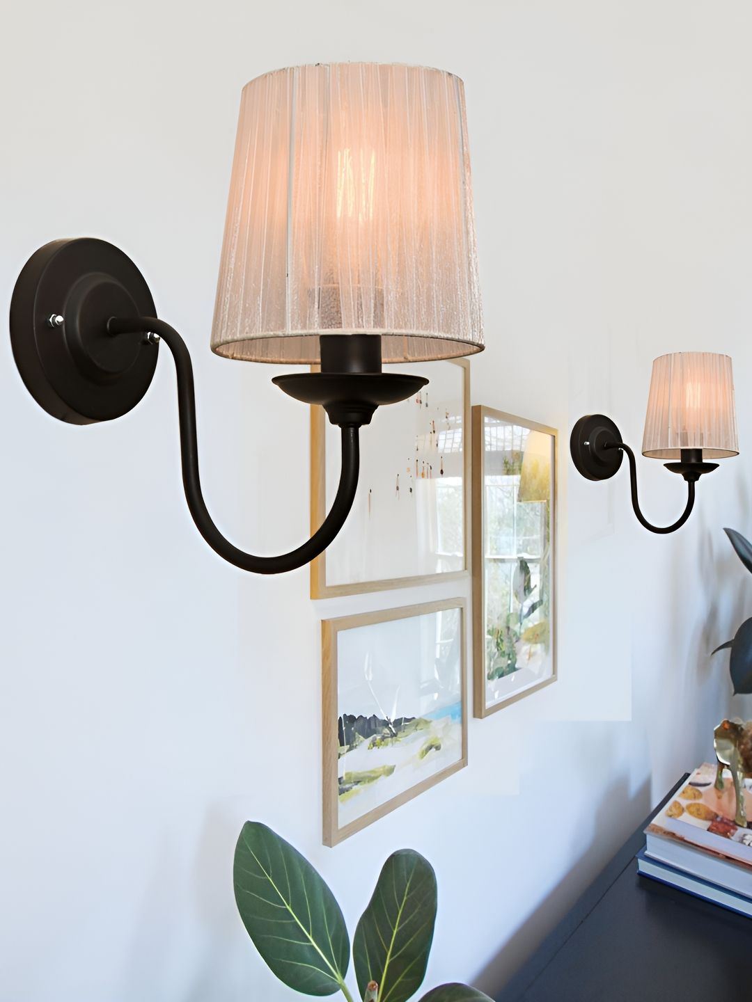 Homesake Set Of 2 Black & White Metal Frustum Shaped Wall Lamp-picture-34