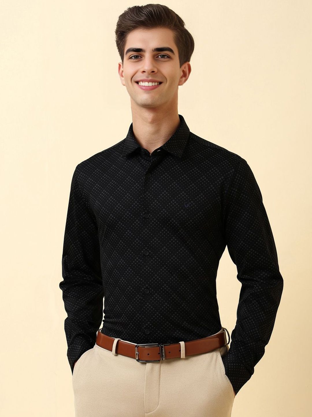 Allen Solly Men Slim Fit Geometric Printed Spread Collar Pure Cotton Formal Shirt-picture-15