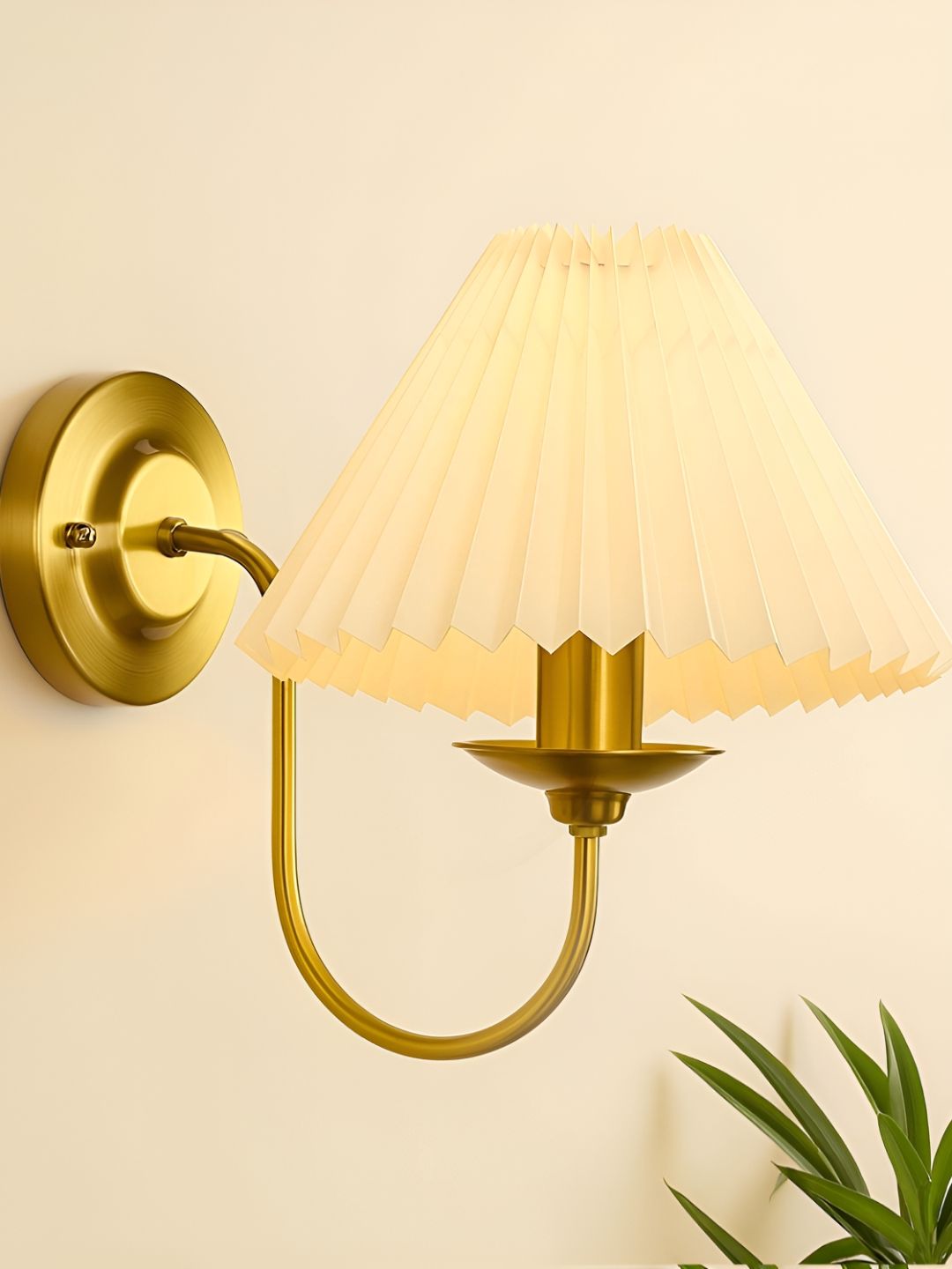 Homesake Gold-Toned & White Metal Frustum Shaped Wall Lamp-picture-23