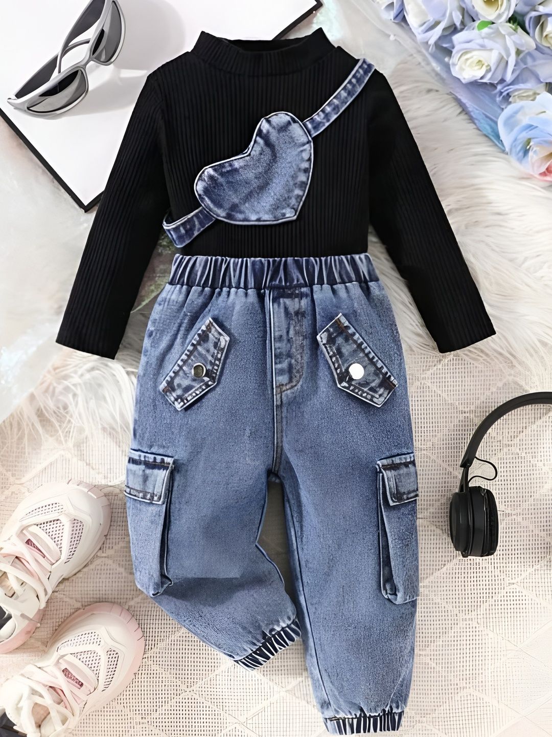 ELPIXIE FASHION Girls Black And Blue Cotton Blend Long Sleeves Causal Clothing Set-picture-23