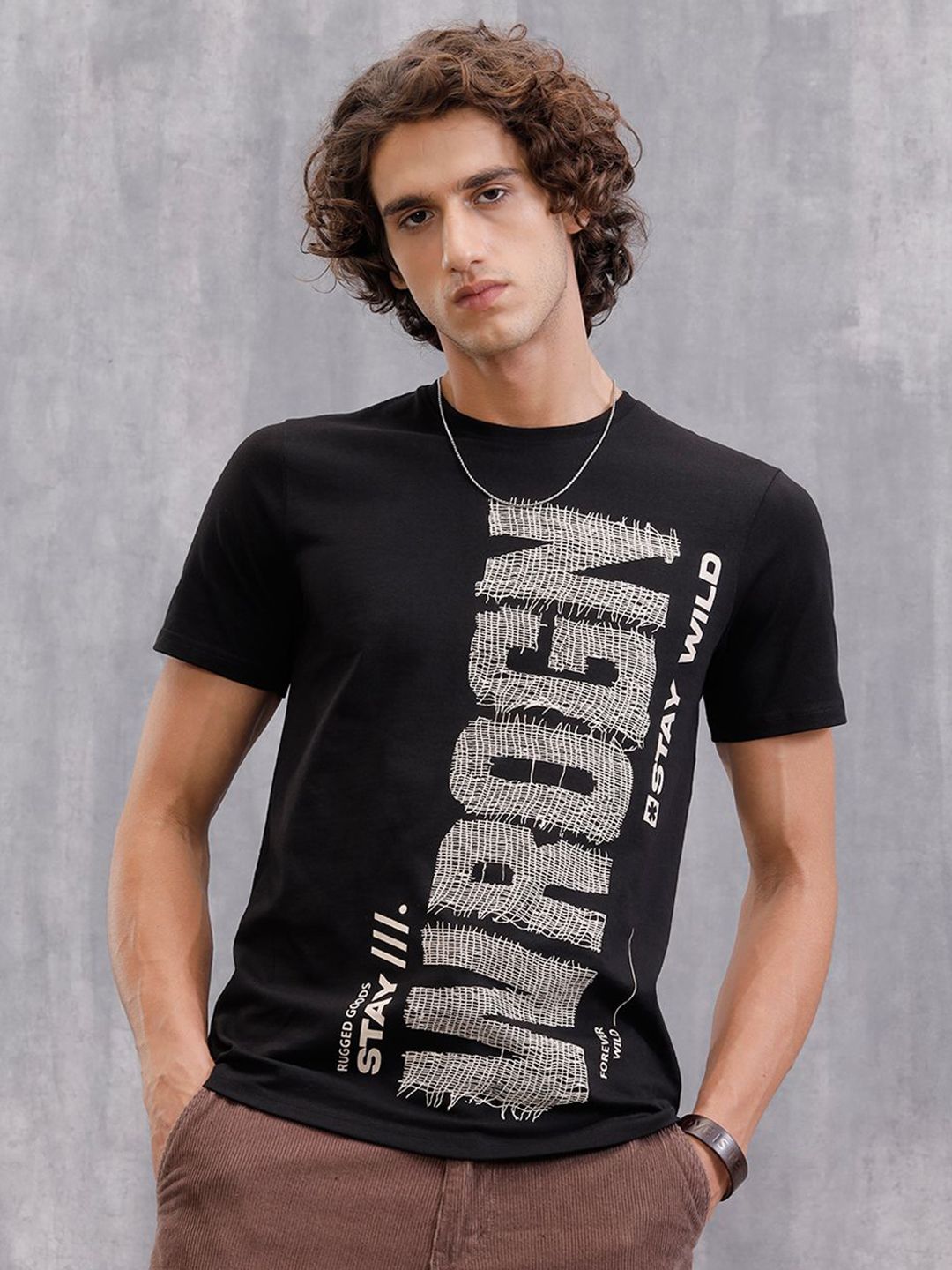 WROGN Men Typography Printed Round Neck Cotton T-shirt-picture-29