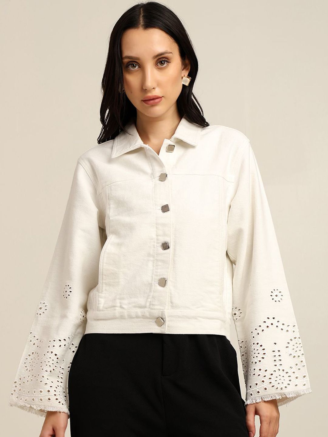 7OUNCE Spread Collar Washed Tailored Cotton Jacket With Embroidered-picture-22