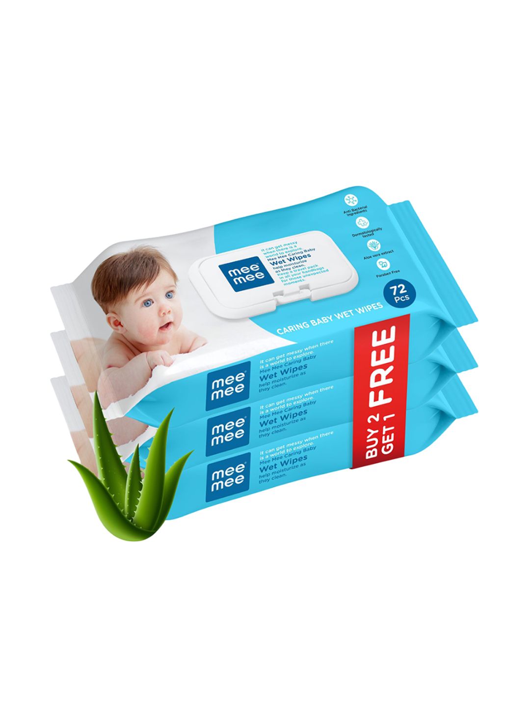 meemee Mee Mee Pack Of 3 Paraben Free Caring Baby Wet Wipes With Lid-72 Pieces-picture-14