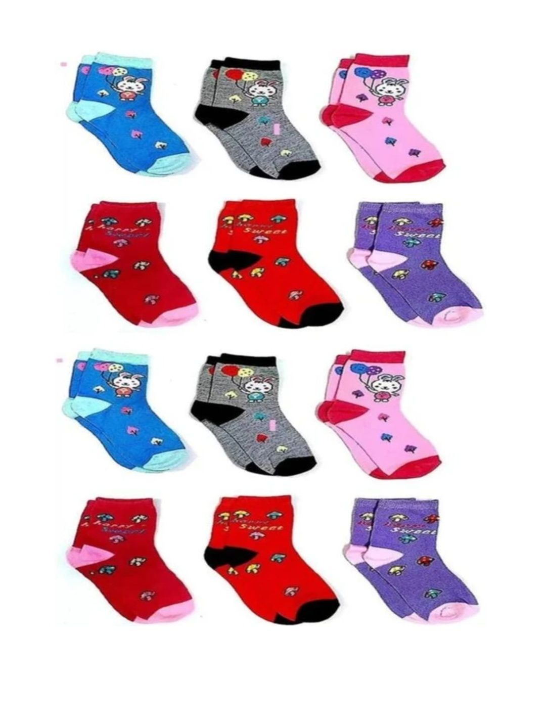 Akeeta Kids Pack Of 12 Patterned Calf Length Cotton Socks-image-18