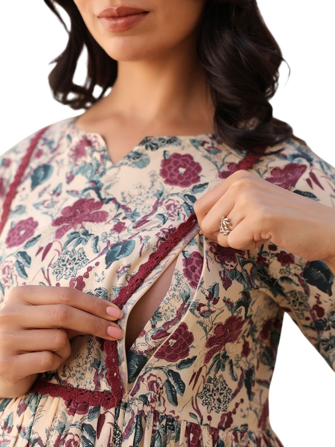 Assume Fab Women Floral Printed Floral Maternity Anarkali Kurta-picture-22