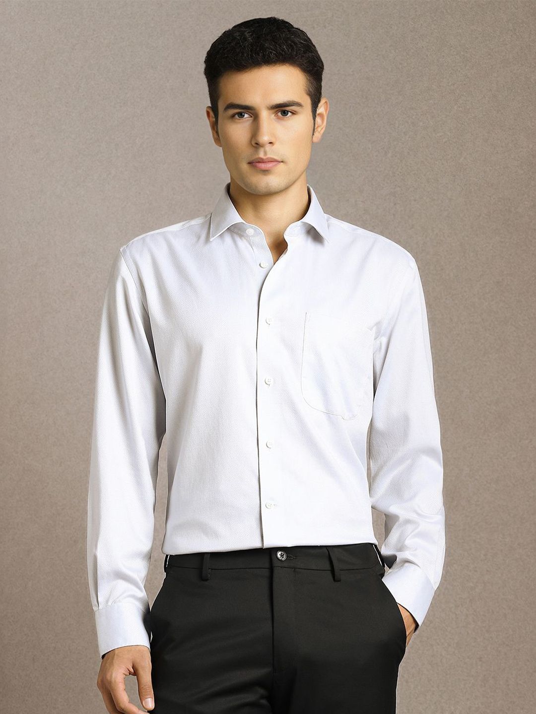 Luxure by Louis Philippe Men Solid Spread Collar Pure Cotton Formal Shirt-picture-22