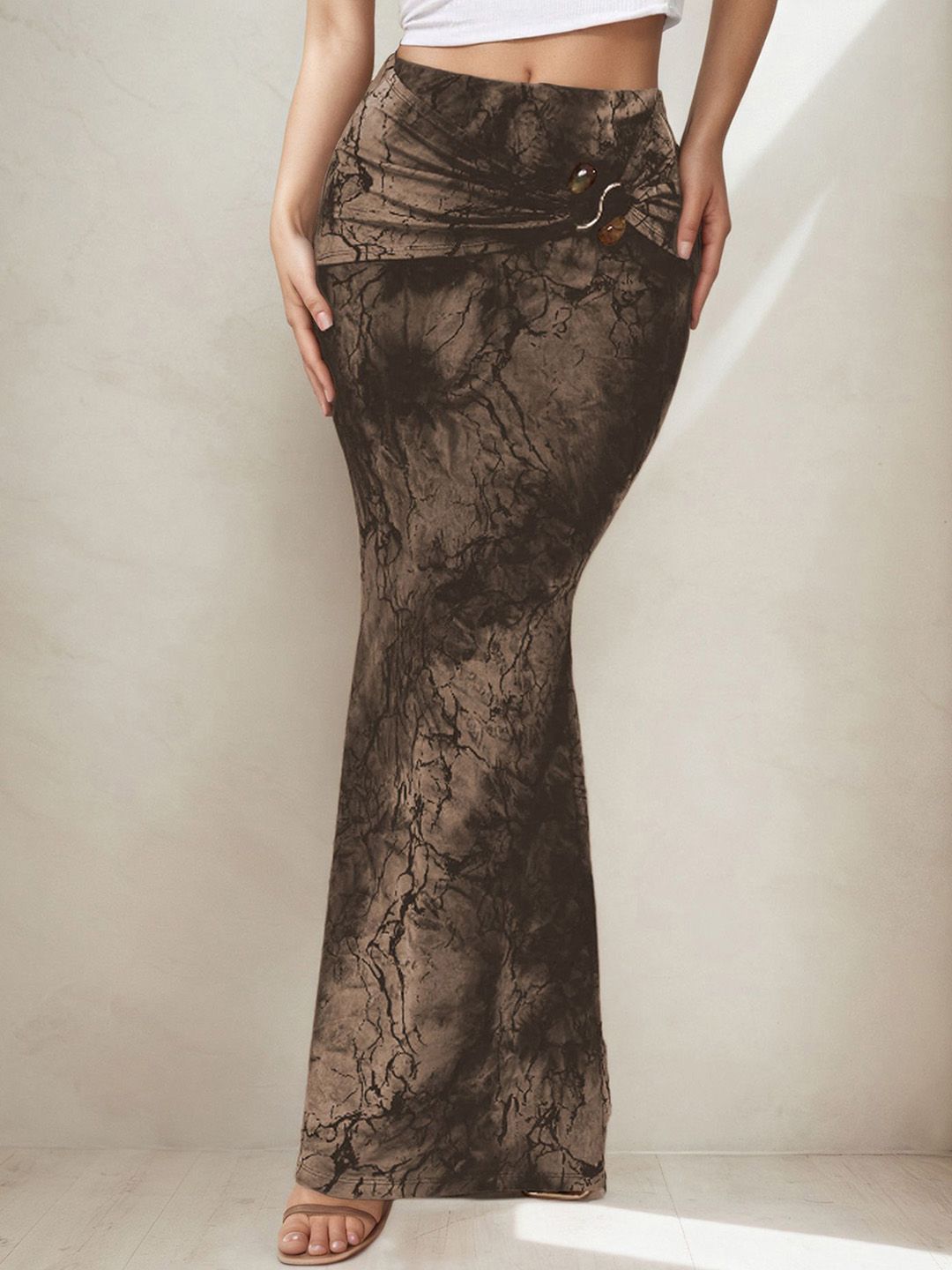 StyleCast x Revolte Printed Straight Maxi Skirt