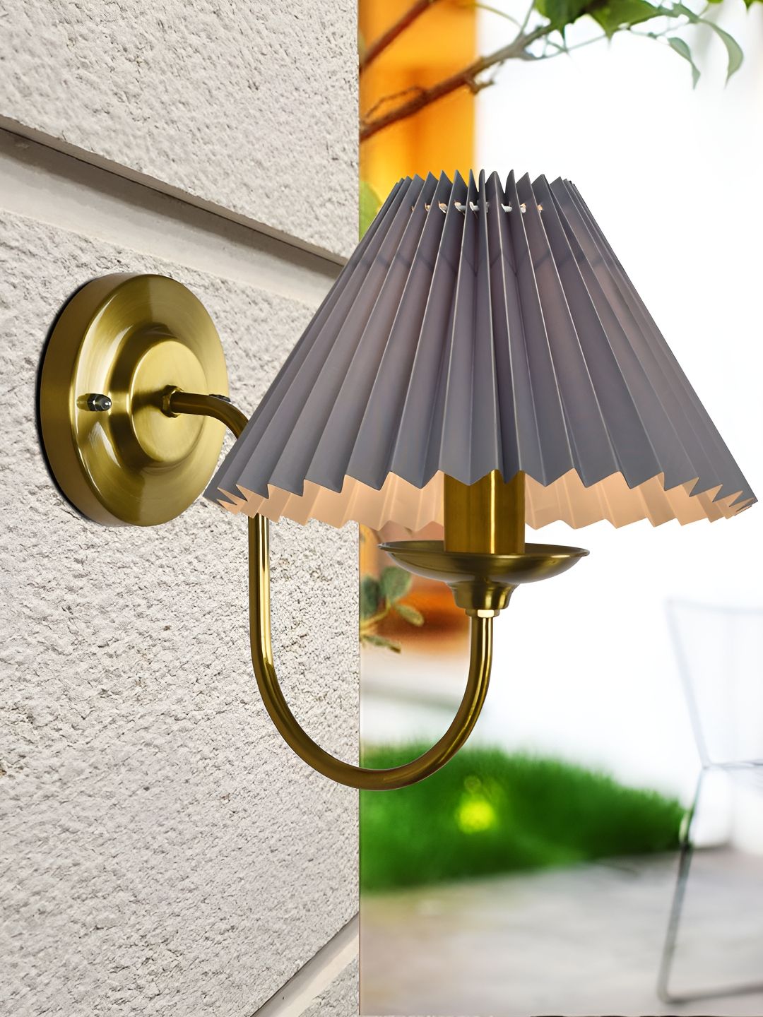 Homesake Gold-Toned Metal Frustum Shaped Wall Lamp-picture-17