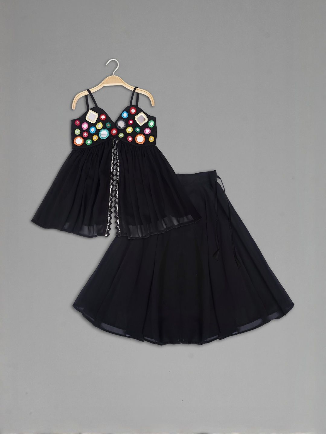 IRSIA Girls Faux Mirror Work Georgette Top And Flared Lehenga-picture-55