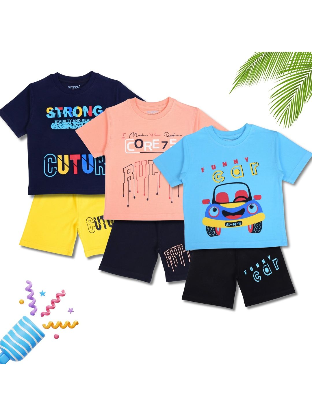 WORTON FASHION Unisex Kids Printed T-shirt with Shorts-picture-40