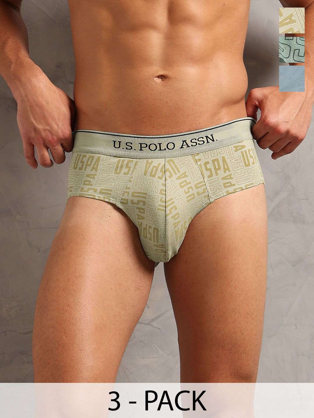 U.S. Polo Assn. Men Pack Of 3 Typography Printed Mid-Rise Basic Briefs OEB17-DAB-P3-image-6
