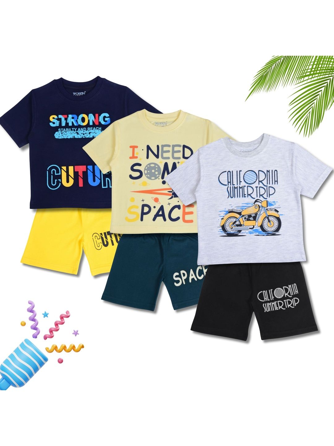 WORTON FASHION Unisex Kids Printed T-shirt with Shorts-picture-29