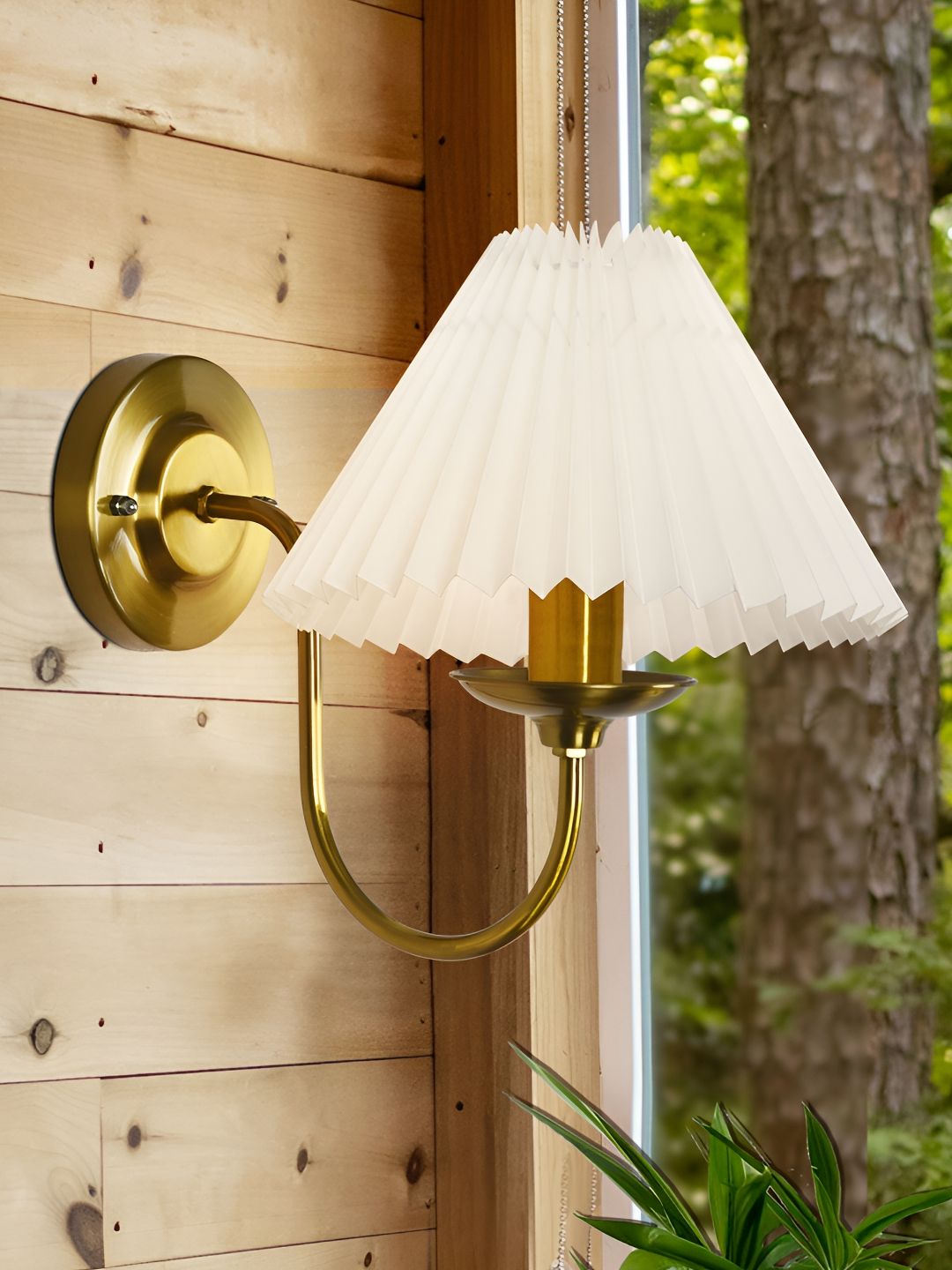 Homesake Gold-Toned & White Metal Frustum Shaped Wall Lamp-picture-19