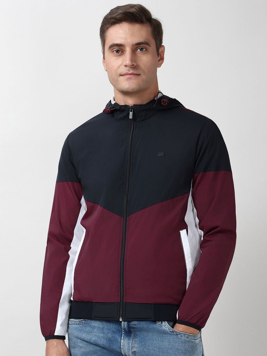 Peter England Casuals Men Hooded Colourblocked Bomber Jacket-picture-23