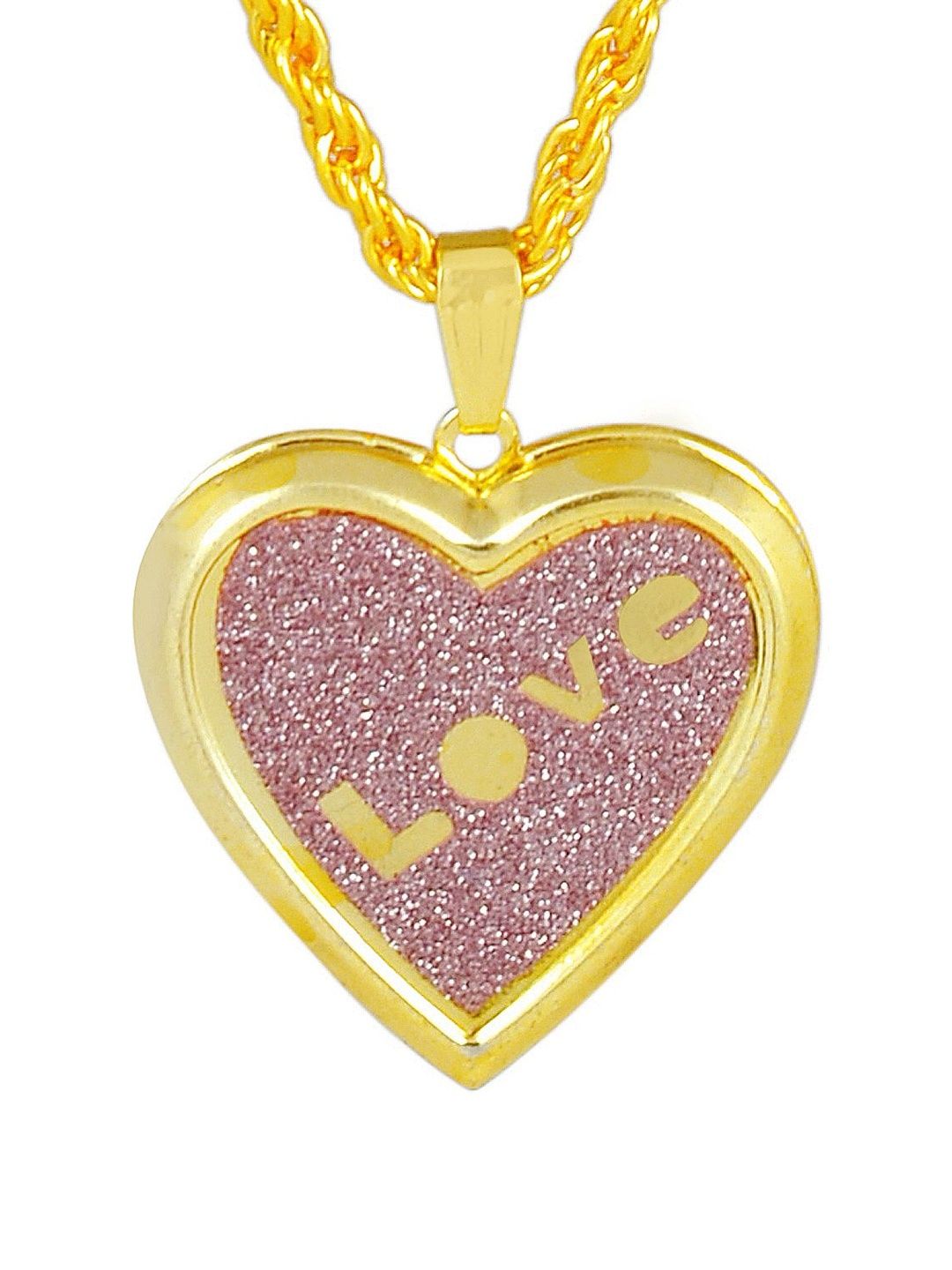 Gold plated violet Drussy Foil Love embossed openable Heart Locket chain pendant