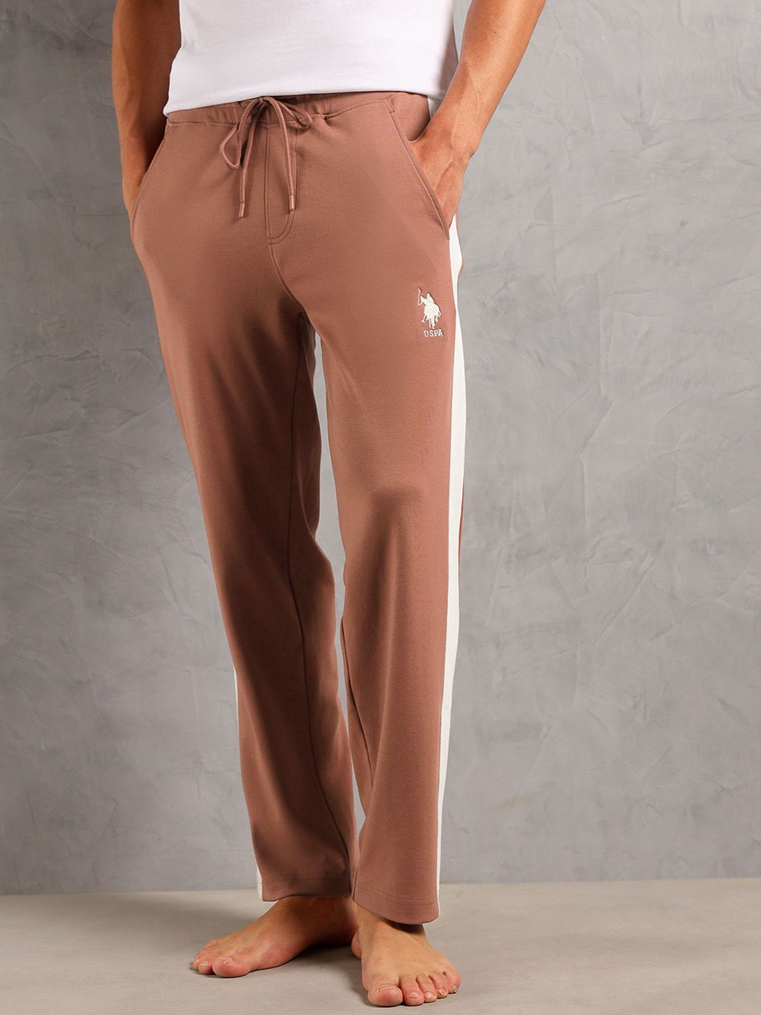 U.S. Polo Assn. Men Colourblocked Straight Mid-Rise Cotton Lounge Pants-image-15