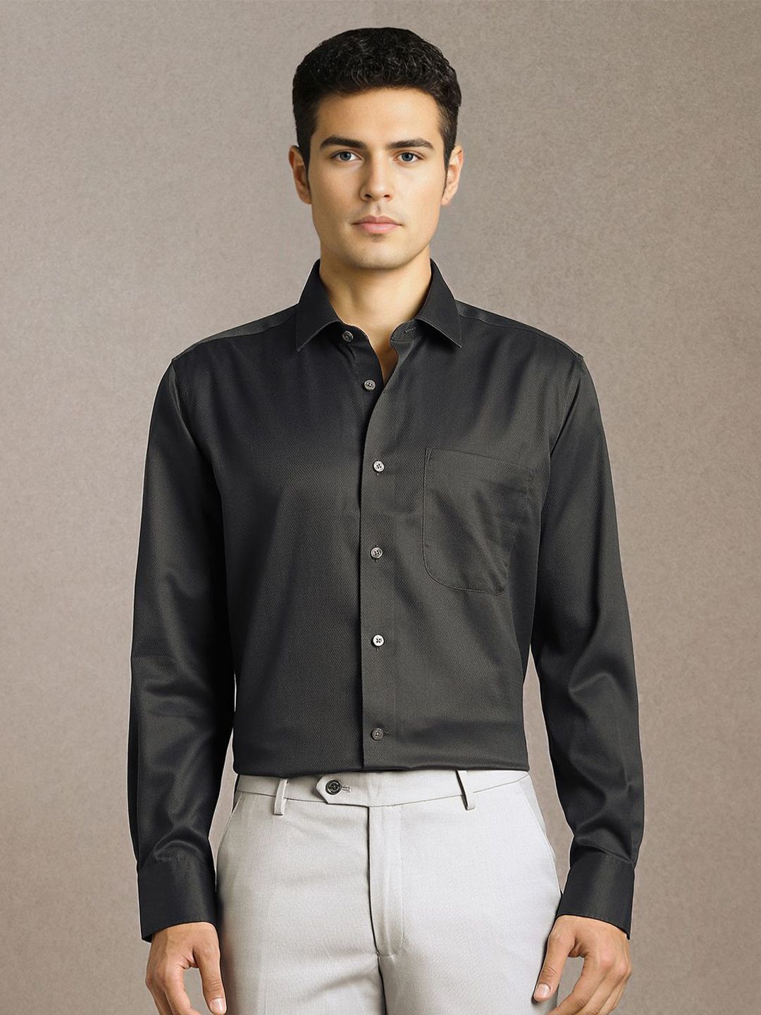 Luxure by Louis Philippe Spread Collar Slim Fit Pure Cotton Formal Shirt-picture-42