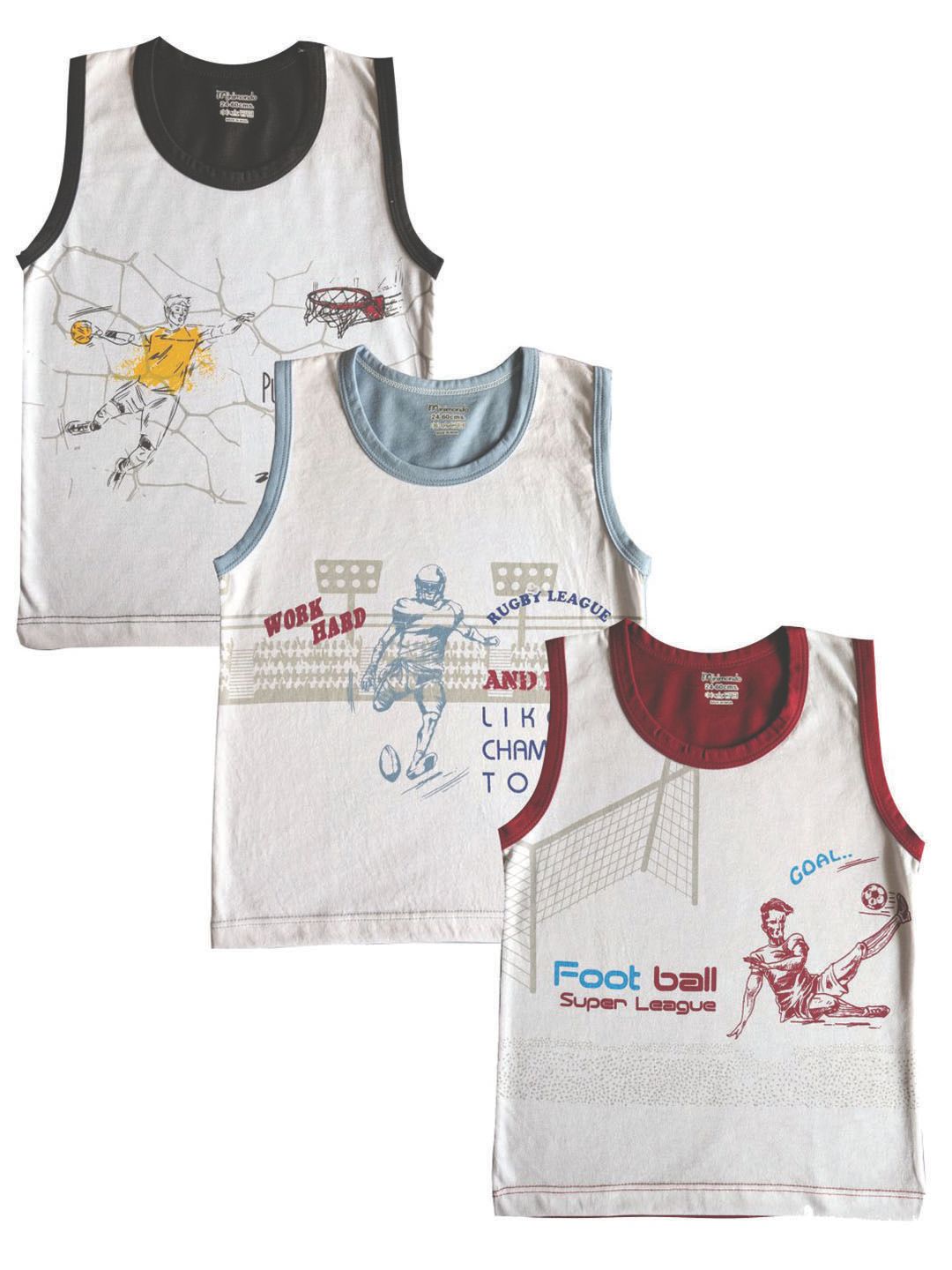 Zoom Minimondo Kids Pack Of 3 Printed Cotton Tank Vests-picture-41