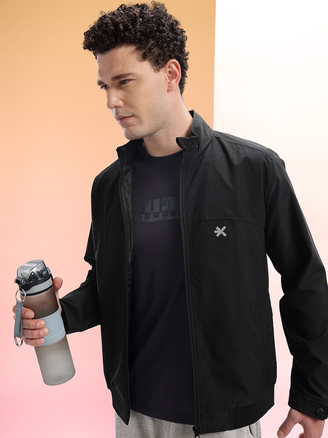 HRX by Hrithik Roshan Perforated Detail Mock Collar Running Sporty Jacket-picture-12