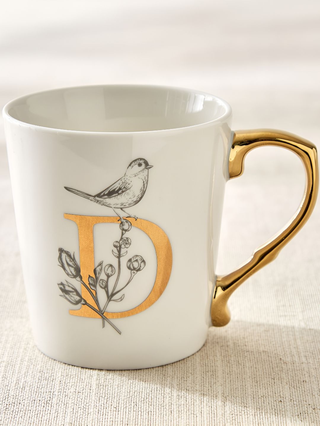 Home Centre White & Yellow Printed Glossy Porcelain Mug - 350ml-picture-25