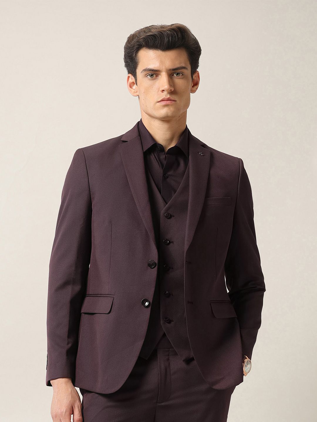 Arrow Men Tailored Fit Single-Breasted Three-Piece Suit-picture-14