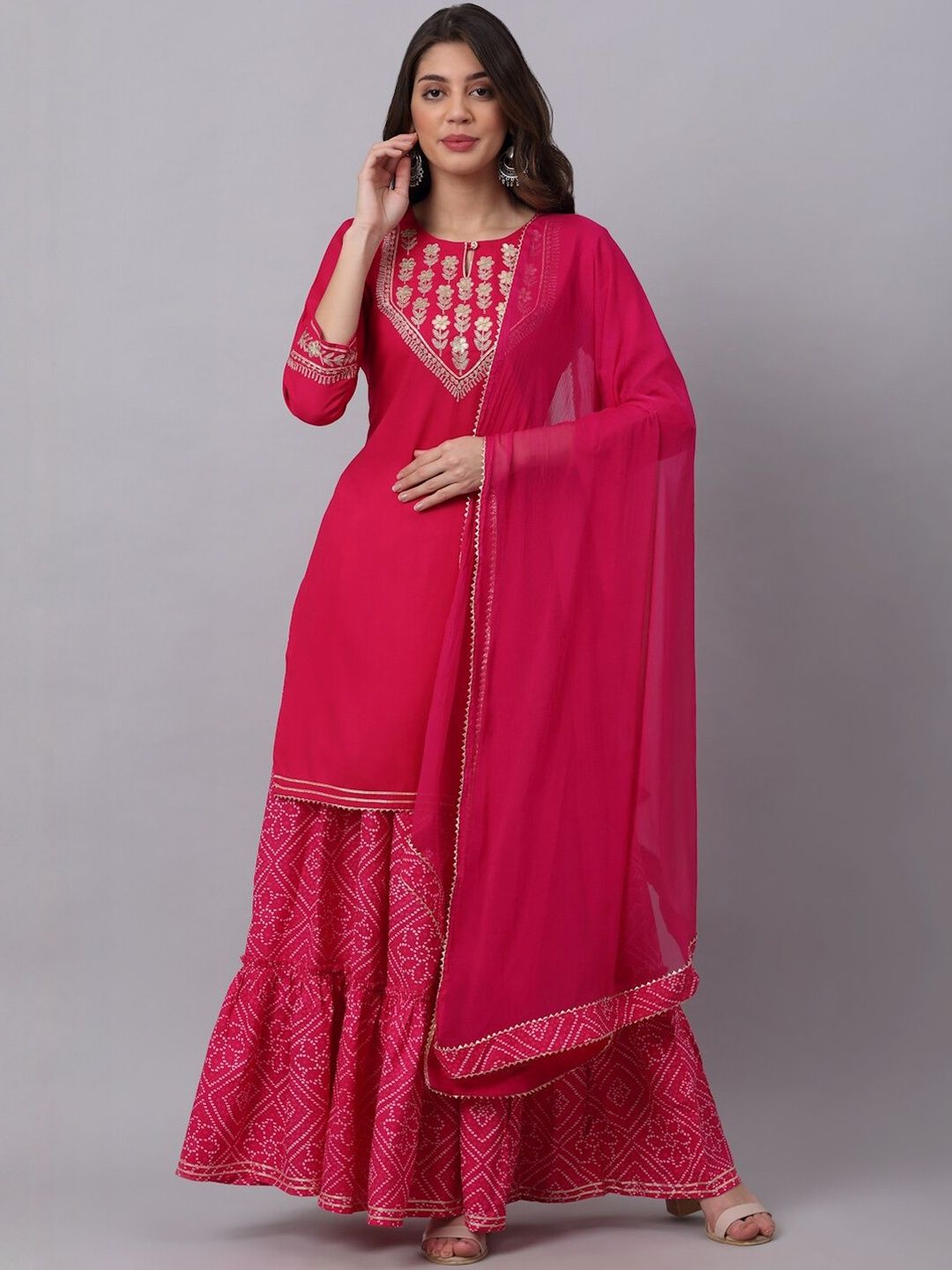KALINI Adults-Women Pink Kurta Sets-picture-25
