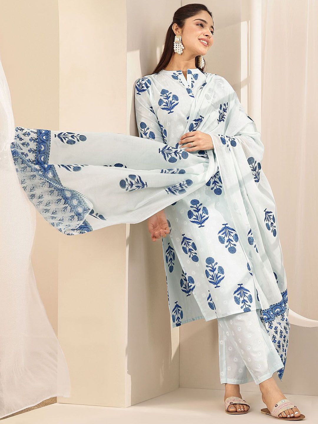 Libas Women Floral Printed Kurta with Palazzos & Dupatta-image-39