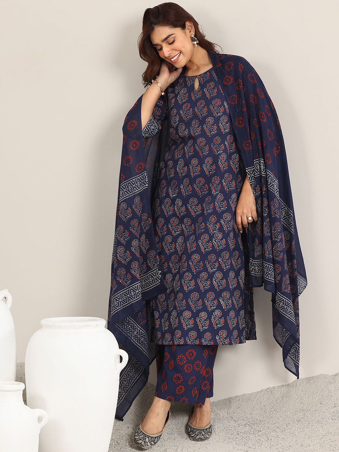 Libas Women Floral Printed Kurta with Palazzos & Dupatta-picture-58